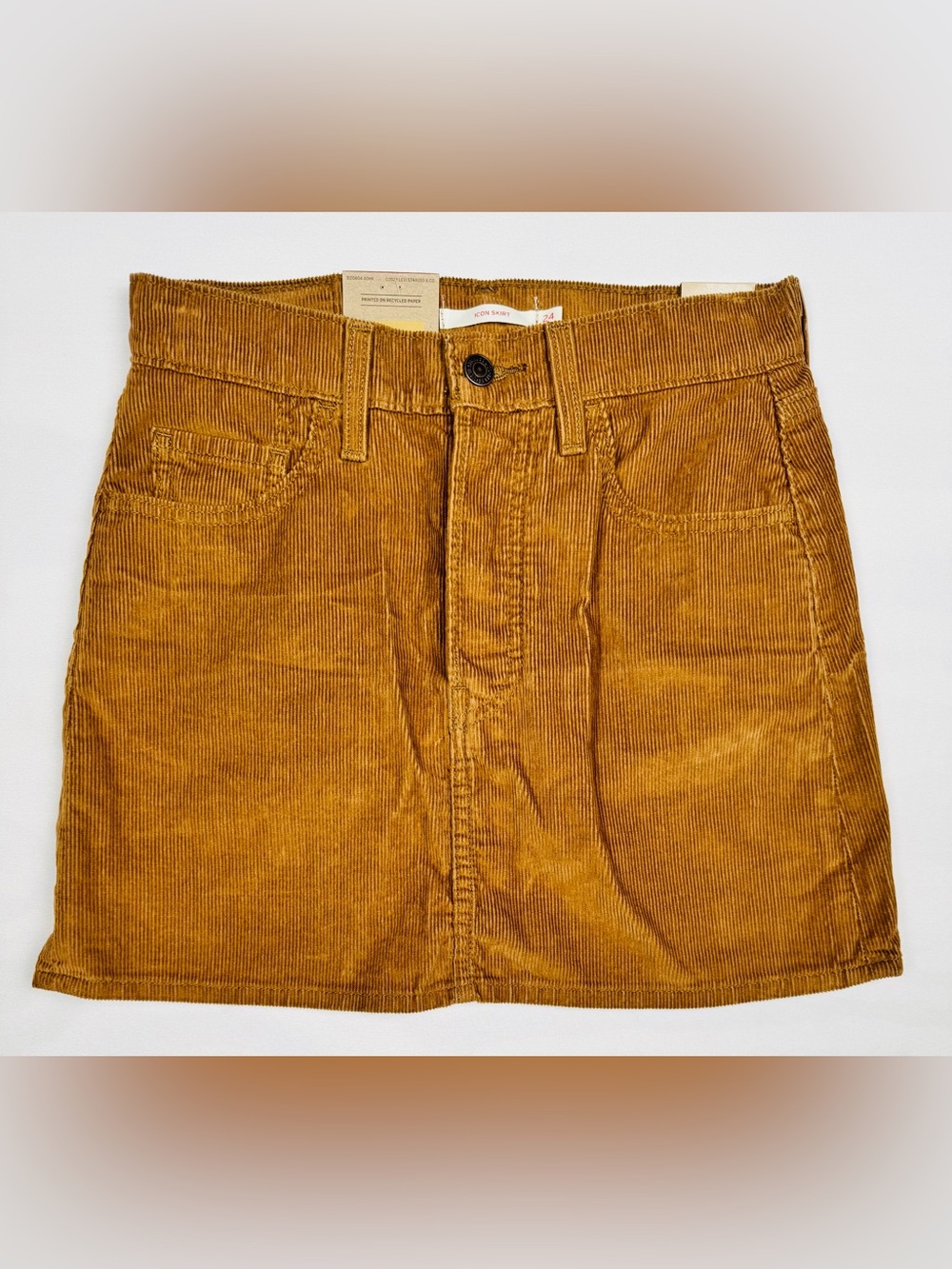 NWT Levi Strauss Icon Skirt Mid-Rise Corduroy Brown Women’s 24 Retail $59